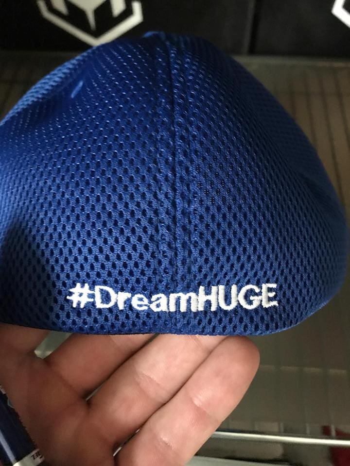 White / Blue DH FlexFit Hat - Image 2